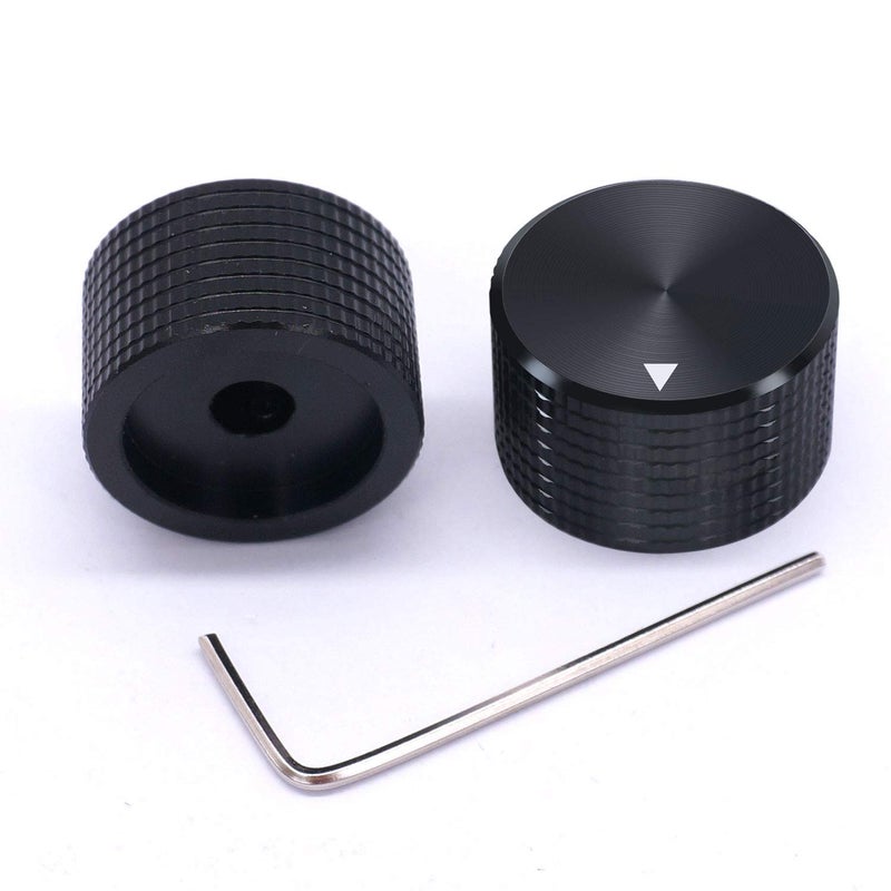 Taiss/ 2pcs Black Aluminum Rotary Electronic Control Potentiometer Knob For 6 mm Diameter Shaft, Volume Control Knob, Audio knob, Guitar Knobï¼ŒElectric Guitar Knobs, 25mm dia. x 15mm height - Image 5